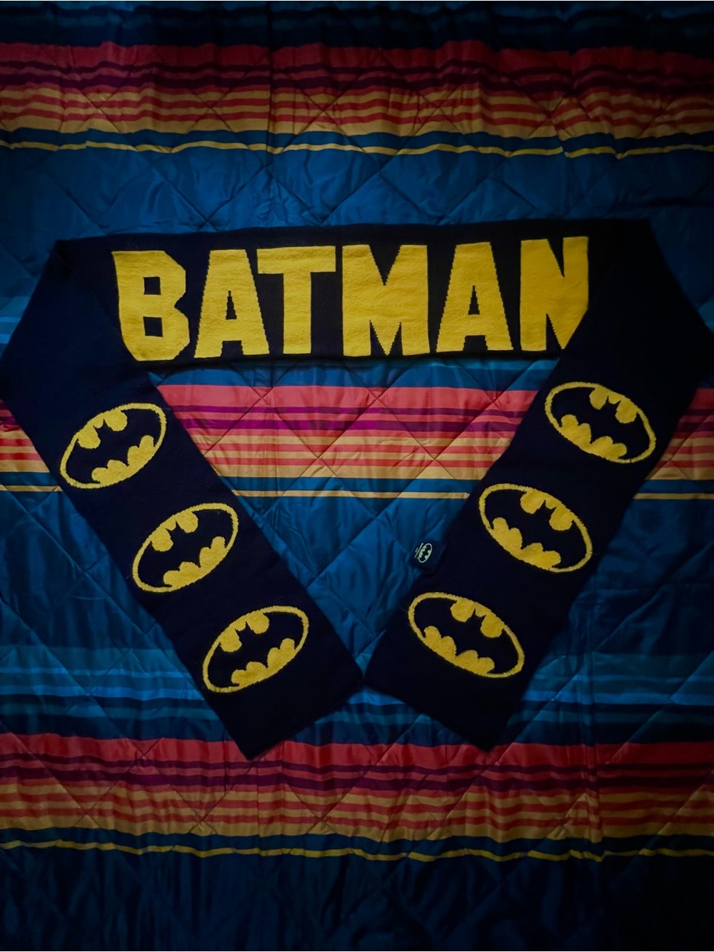 Batman Logo Knit Scarf - Black & Yellow